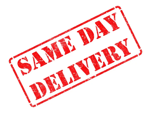 Same Day Delivery on Red Rubber Stamp. — Stock Photo, Image