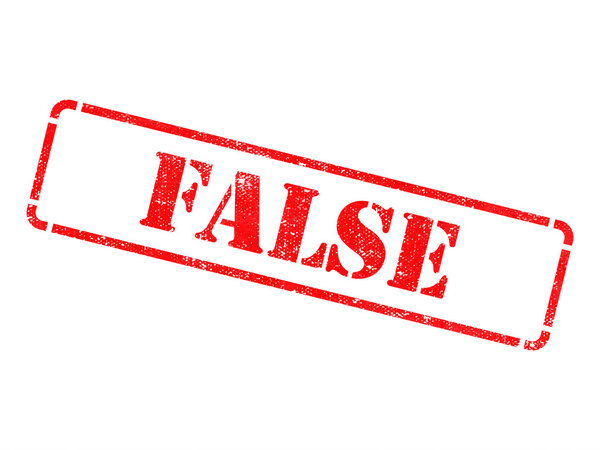 False - Inscription on Red Rubber Stamp.