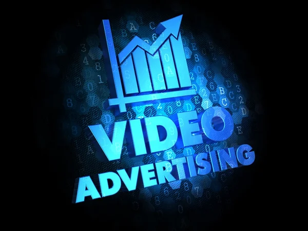 Videowerbung auf dunklem digitalen Hintergrund. — Stockfoto