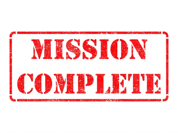 Misión completa - Sello de goma roja . —  Fotos de Stock