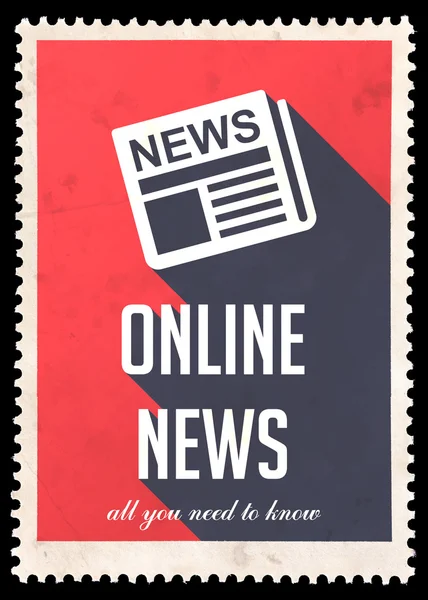 Online nyheter på rött i platt design. — Stockfoto