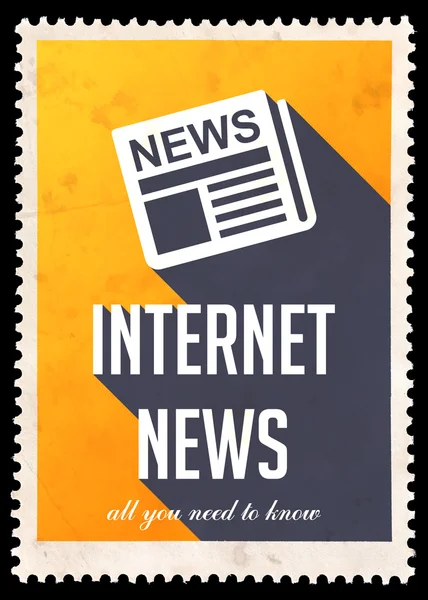 Internet news düz tasarım sarı. — Stok fotoğraf