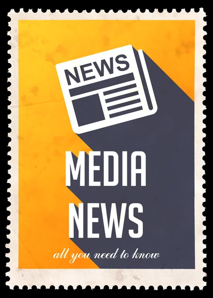 Media News on Yellow in Flat Design. — Stock Photo, Image