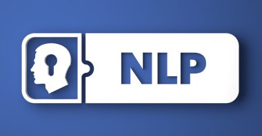 NLP kavramı mavi düz tasarım stili.