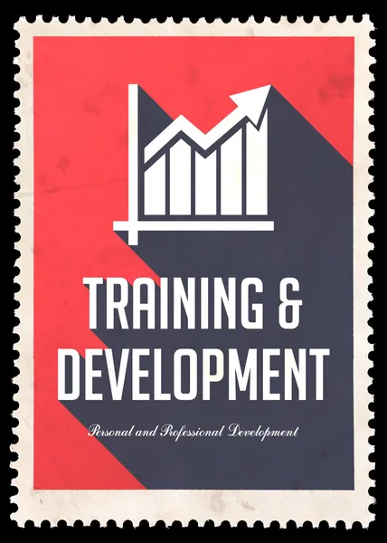 Treinamento e desenvolvimento em vermelho no projeto liso . — Fotografia de Stock
