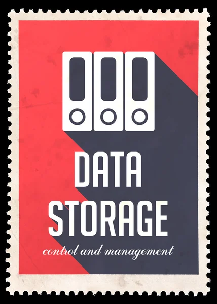 Almacenamiento de datos en rojo en diseño plano . —  Fotos de Stock