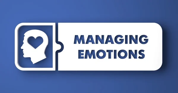 Het beheren van emoties op blauw in platte ontwerpstijl. — Stockfoto