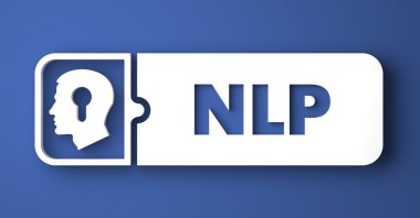 NLP Concept on Blue in Flat Design Style. clipart