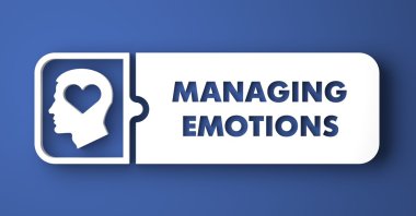 Managing Emotions on Blue in Flat Design Style. clipart