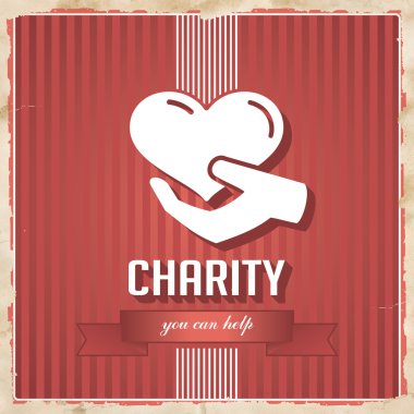 Charity üzerinde kırmızı çizgili arka plan düz tasarım.
