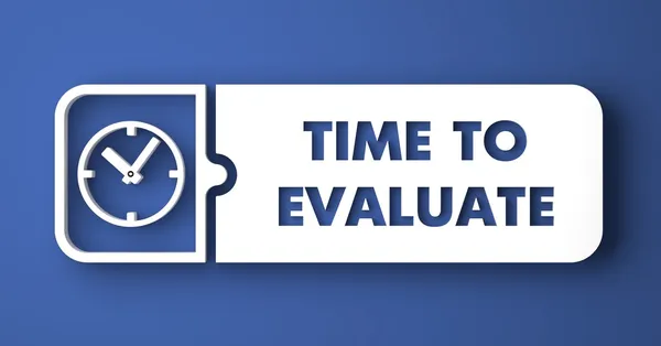 Time to Evaluate on Blue in Flat Design Style. — Stock Photo, Image