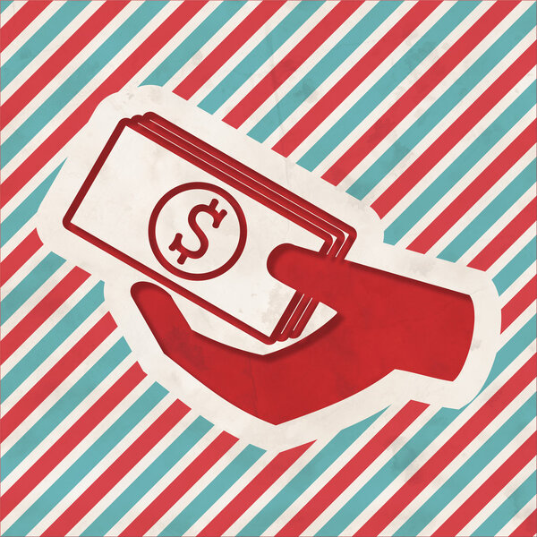 Donate Concept on Retro Striped Background.