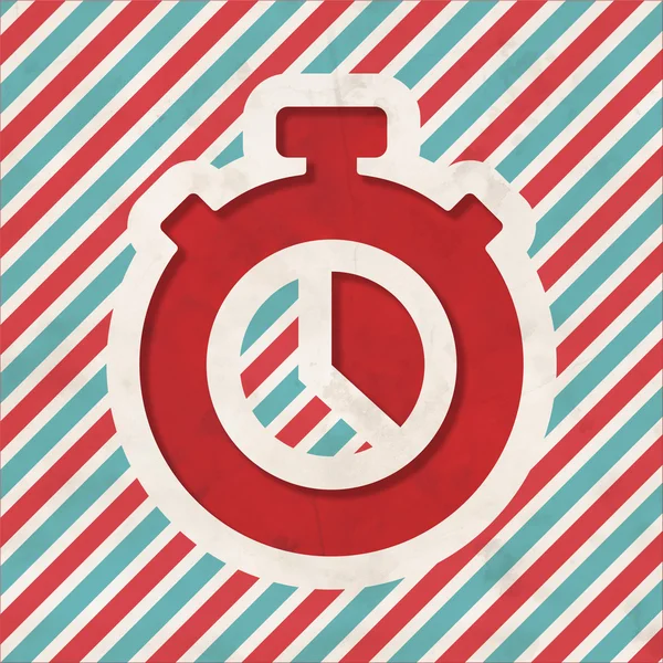 Stopwatch Icon on Striped Background. — Stock Photo, Image