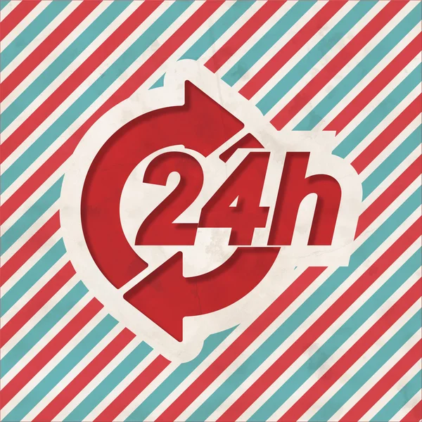 Service 24h Concept on Retro Striped Background. — Stock Photo, Image