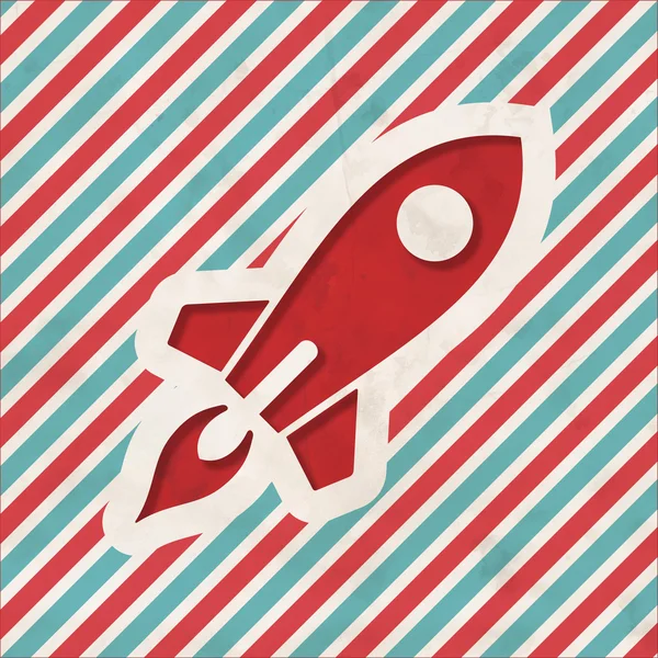 Icon of Go Up Rocket on Striped Background. — Stock Photo, Image