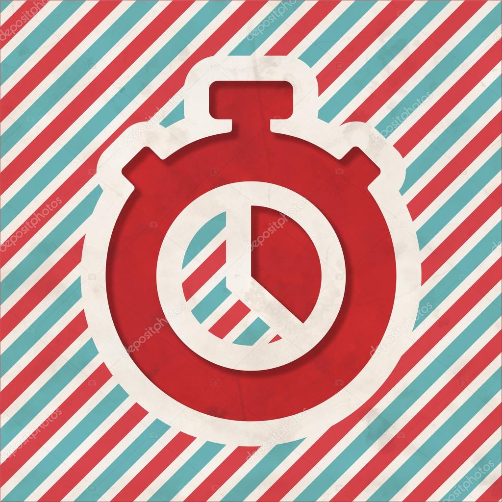 Stopwatch Icon on Striped Background.