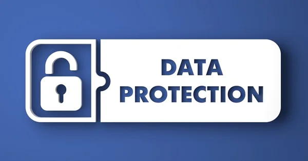 Protección de datos en azul en el estilo de diseño plano . — Foto de Stock