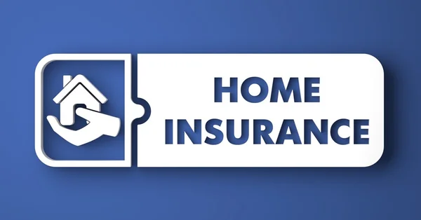 Home verzekering op blauw in platte ontwerpstijl. — Stockfoto