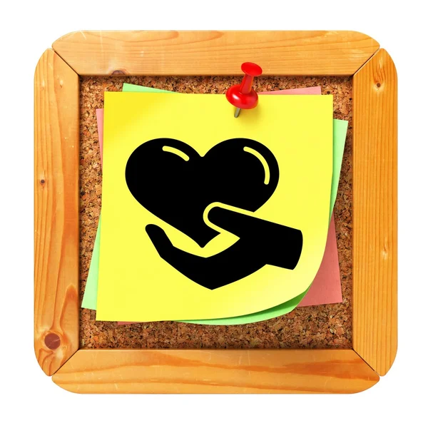 Charity Concept - Yellow Sticker on Message Board. — Stock Photo, Image