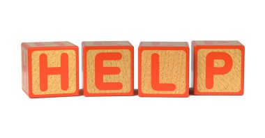 Yardım - çocuk alfabesi bloklar renkli.