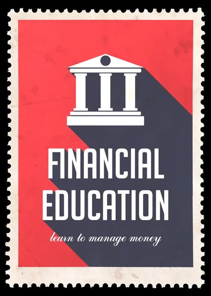 Educación financiera sobre rojo en diseño plano . — Foto de Stock