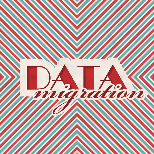 Data migratie concept op gestreepte achtergrond. — Stockfoto