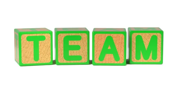 Team - Colored Childrens Alphabet Blocks. — Stock Photo, Image