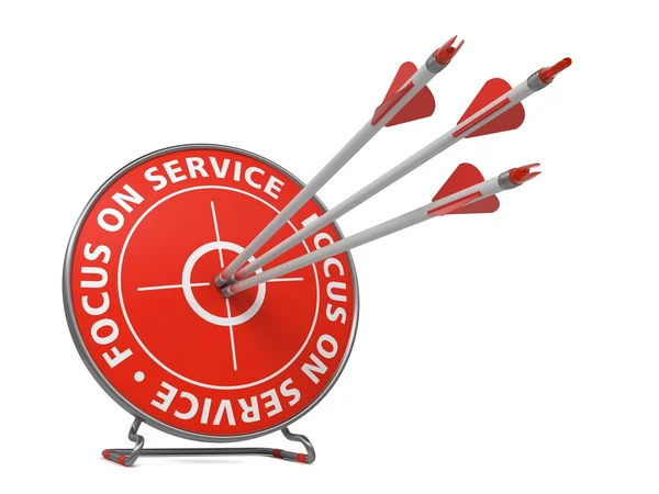 Fokusera på service slogan - träff mål. — Stockfoto