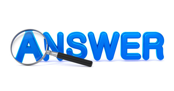 Answer Concept with Magnifying Glass.