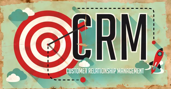 CRM koncept. affisch i platt design. — Stockfoto