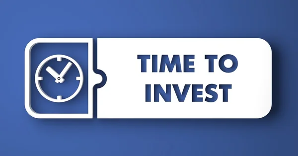 Zeit, auf blau im flachen Design-Stil zu investieren. — Stockfoto