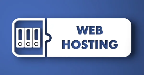 Webhosting op blauw in platte ontwerpstijl. — Stockfoto