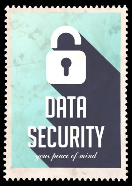Data Security on Blue in Flat Design. clipart