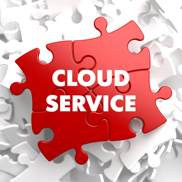 Cloudová služba na červené puzzle. — Stock fotografie