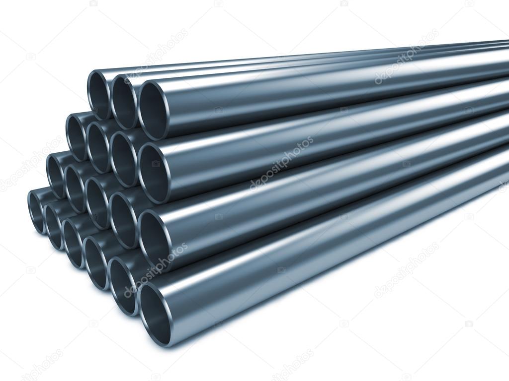 Steel Pipes Isolated on White Background.