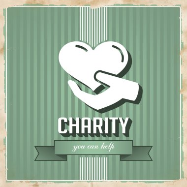 Charity Concept on Green in Flat Design. clipart