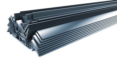 stapel van warmgewalste producten van metaal geïsoleerd op wit.