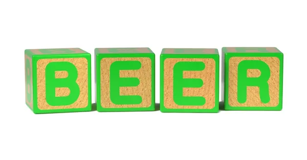 Bière - Blocs Alphabet pour enfants colorés . — Photo