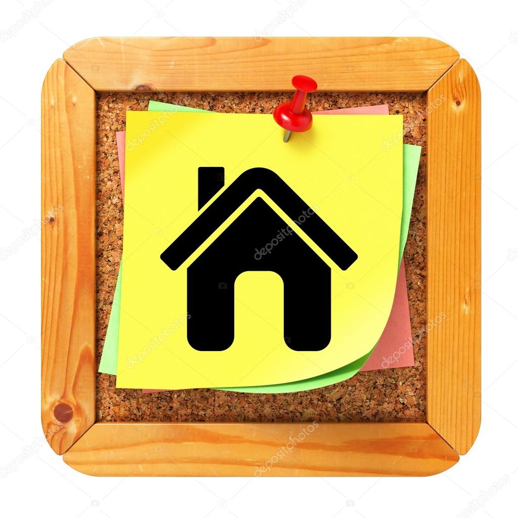 Home Icon - Yellow Sticker on Message Board.