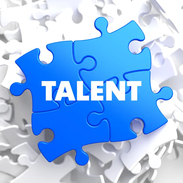 Talent op de blauwe puzzel. — Stockfoto