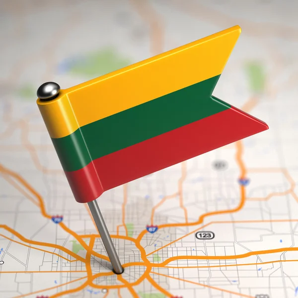 Lithuania Small Flag on a Map Background. — Stock Photo, Image