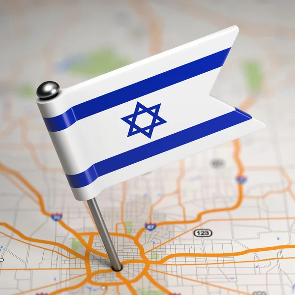 İsrail bir harita arka planda küçük bayrak. — Stok fotoğraf