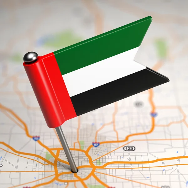 UAE Small Flag on a Map Background. — Stock Photo, Image