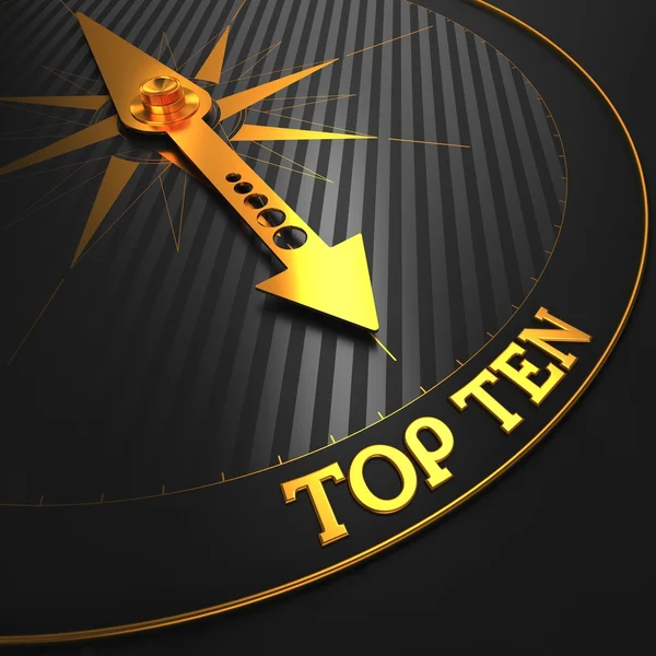 Top Ten Concept on Golden Compass. — Stock Photo, Image