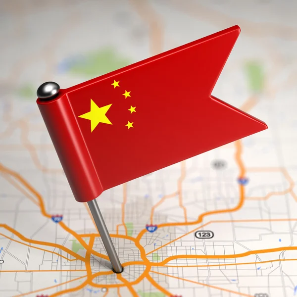 China Small Flag on a Map Background. — Stock Photo, Image