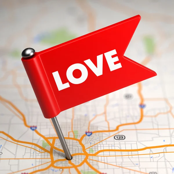 Love Concept - Small Flag on a Map Background. — Stock Photo, Image