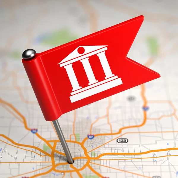 Bank Sign - Small Flag on a Map Background. — Stock Photo, Image