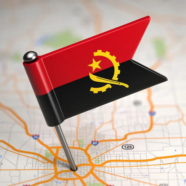 Angola Small Flag on a Map Background. — Stock Photo, Image