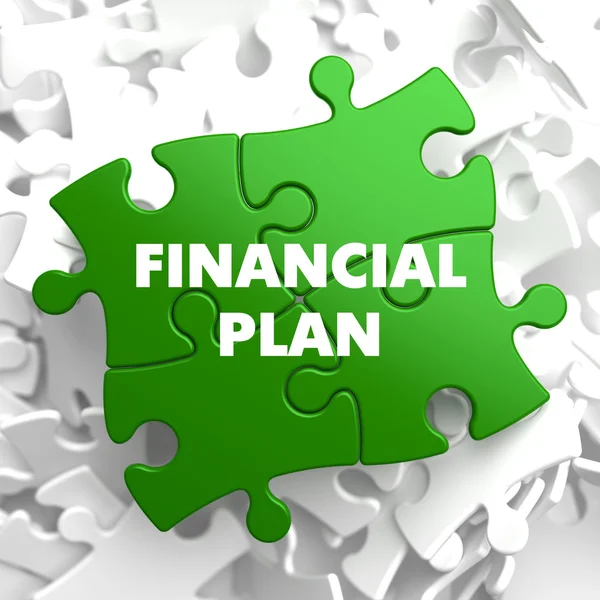 Financial Plan on Green Puzzle. — Stock Photo, Image