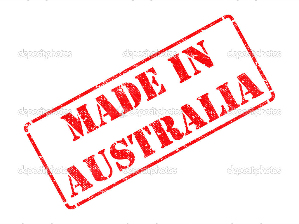 Made in Australia inscription on Red Rubber Stamp. — Stock Photo